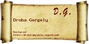 Droba Gergely névjegykártya